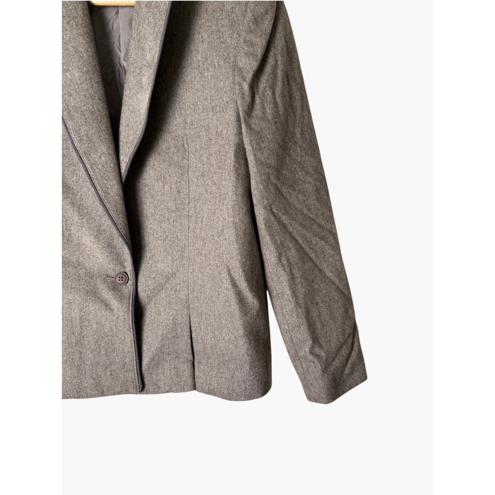 Vintage Sasson Wool Blend Blazer Jacket Taupe Corded Trim Sz Small‎ - Picture 5 of 12